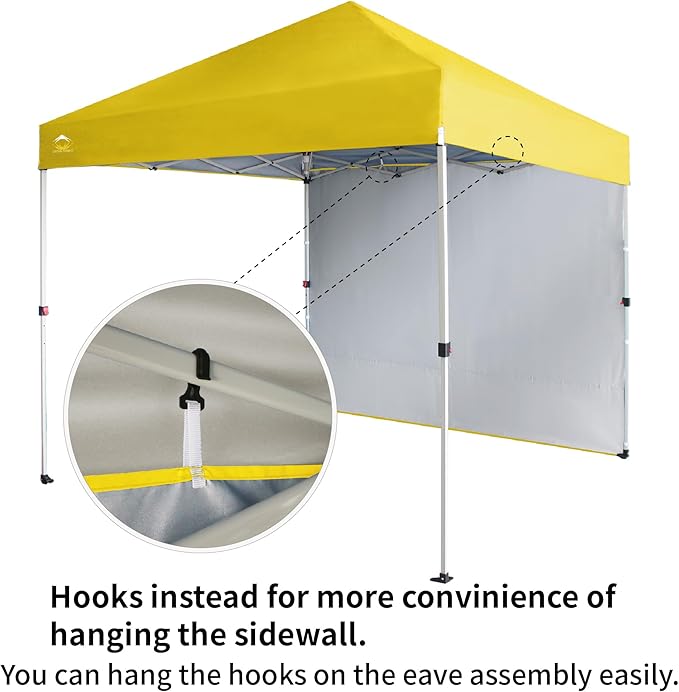 CROWN SHADES 8x8 Pop Up Canopy with 1 Side Wall - Beach Tent with One Push Setup - Outdoor Sun