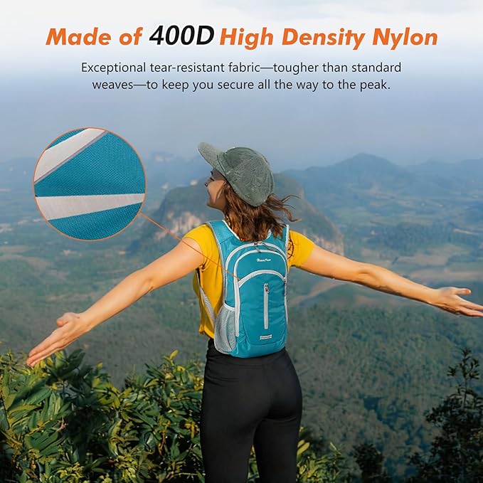 Seektop Small Hiking Backpack 12L to 15L Expandable Travel Packable Waterproof Daypack Lightweight