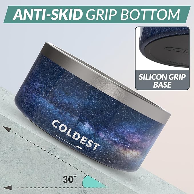 Coldest Dog Bowl - Anti Rust Metal, Non Slip, 3 Layers Insulated Stainless Steel Dog Bowls - Spill