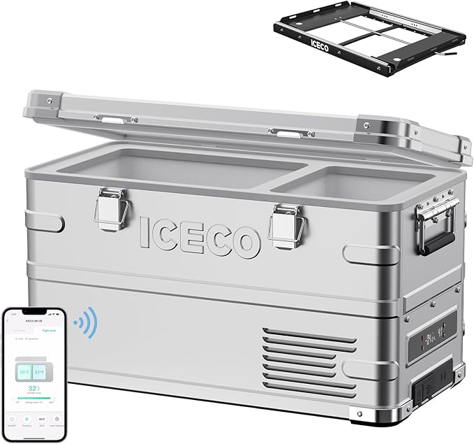 ICECO APL35 12V Refrigerator, 37Qt Dual Zone Portable Refrigerator Freezer Equipped SECOP Nano