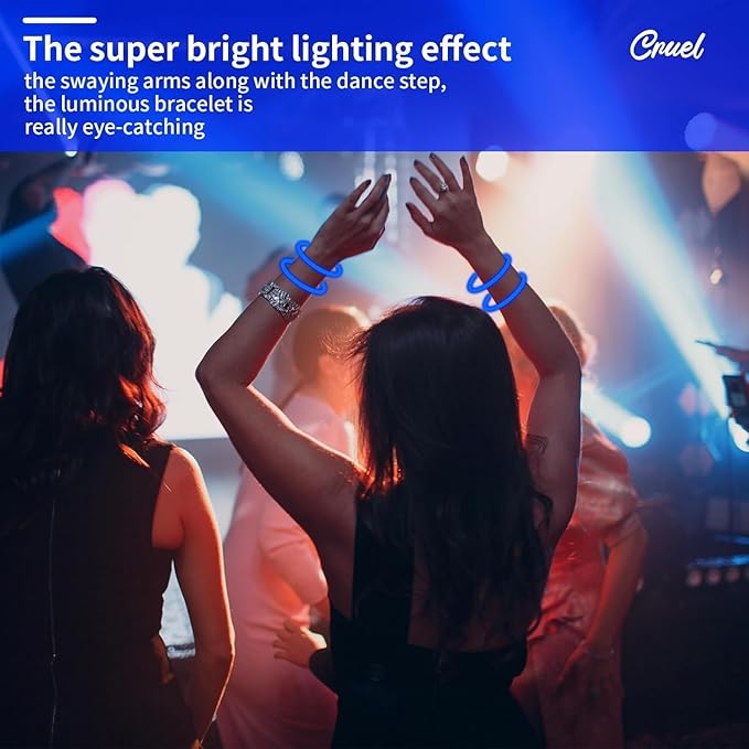 40 Pack 8??Blue Glow Sticks Bracelet Necklaces Bulk with 40 Connectors Neon Glow In The Dark Party