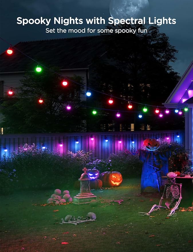 Govee Smart Outdoor String Lights 2, 144ft Outdoor Lights with Dimmable Warm White LED Bulbs, 47