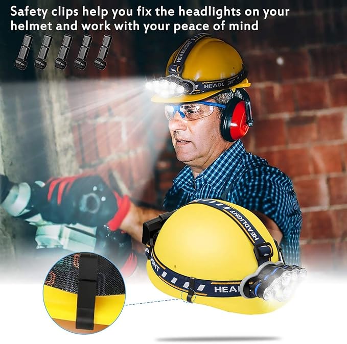 Rechargeable Headlamp, 8 LED Headlamp Flashlight 18000 Lumen 8 Modes with White Red Lights USB