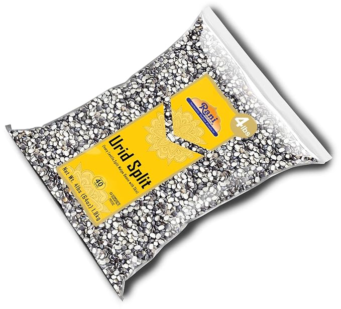 Rani Urid/Urad Split Chilka (Split Matpe Beans with Skin) Indian Lentils 64oz (4lbs) 1.81kg Bulk ~