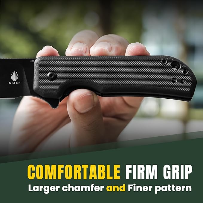 Kizer Nice Guy Pocket Folding Knife, 2.84??D2 Steel Blade knives, G10 Handle Small EDC Knife, Liner