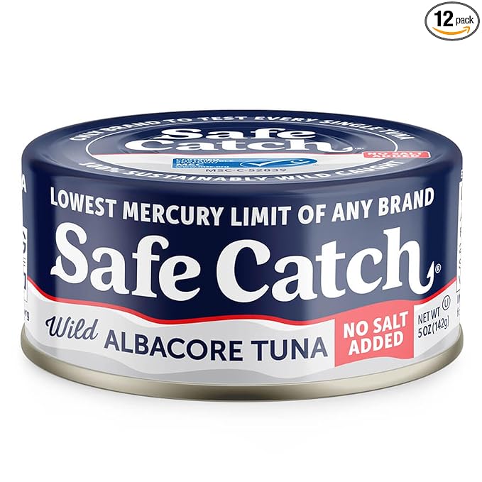 Safe Catch Canned Lowest Mercury Limit Albacore Tuna Fish No Salt Added, Wild Caught, Gluten-Free