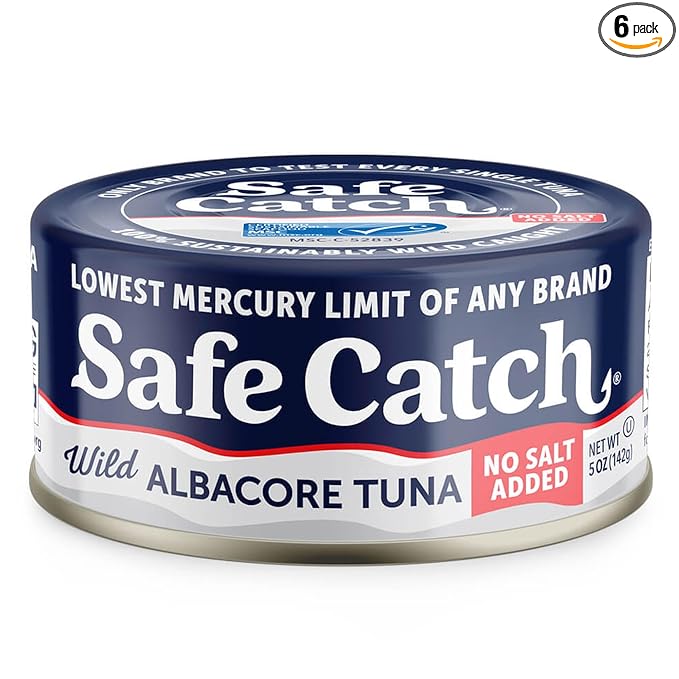 Safe Catch Canned Lowest Mercury Limit Albacore Tuna Fish No Salt Added, Wild Caught, Gluten-Free