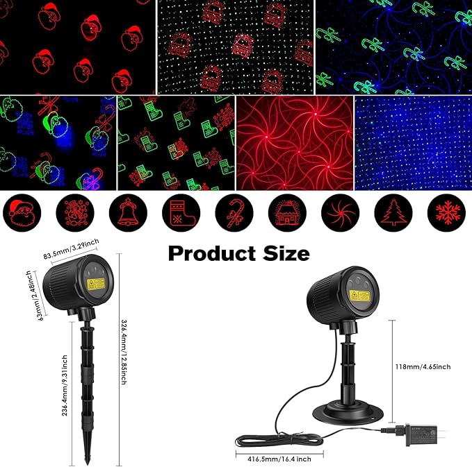 Christmas Laser Lights Outdoor, 3 Color RGB Laser Christmas Projector Lights Outdoor, Waterproof