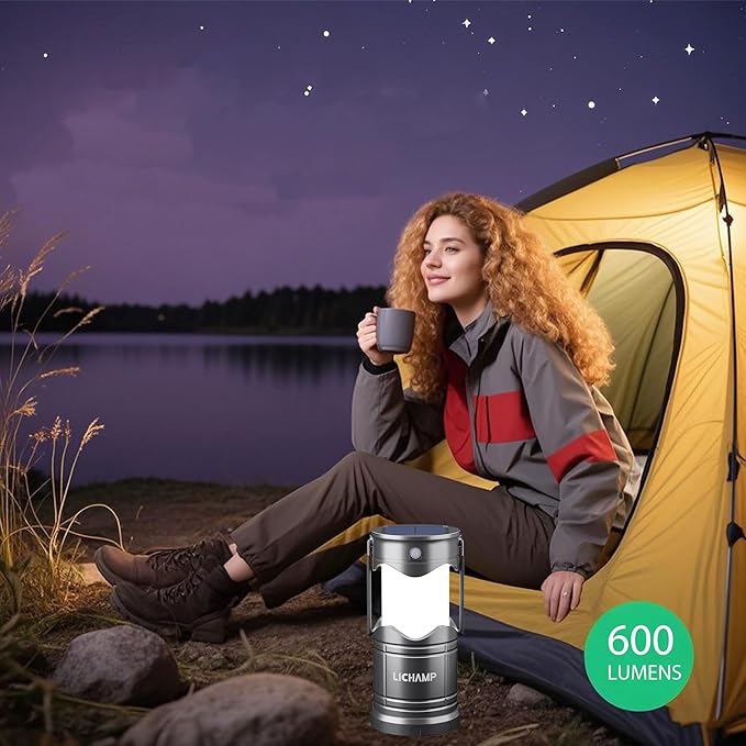Lichamp 1-Pack Solar Camping Lantern, USB Rechargeable LED Lanterns Battery Powered Pop Up