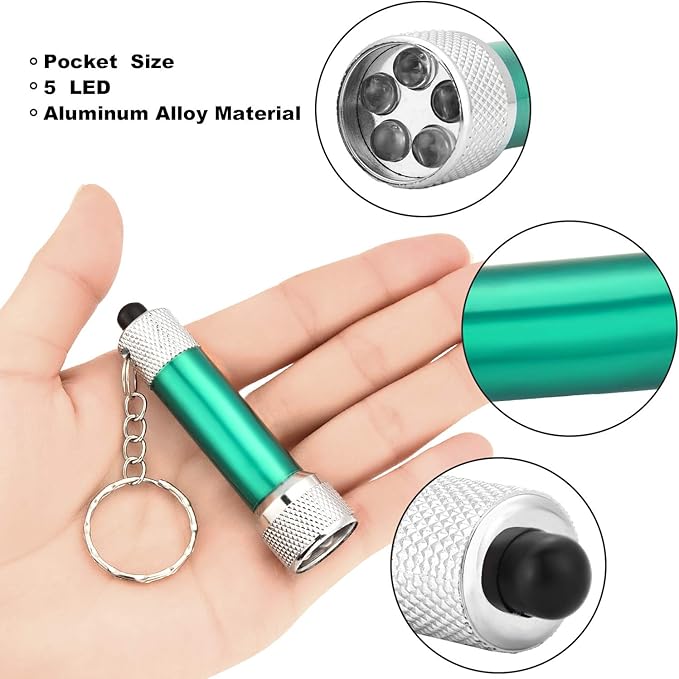 Honoson 30 Pieces Mini Led Flashlight Keychain Portable 5 Bulb LED Flashlight for Camping Party