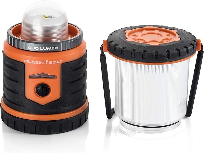 Blazin Bolt Rugged USB Rechargeable Lantern | 6000mAh Power Bank | 400 Lumen | 400 Hours of Light |