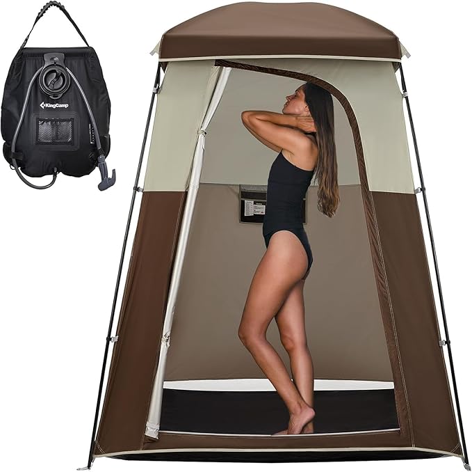 KingCamp Shower Tent, Portable Privacy Tent Outdoor Camping 1/2 Room Toilet Tents with Shower Bag &