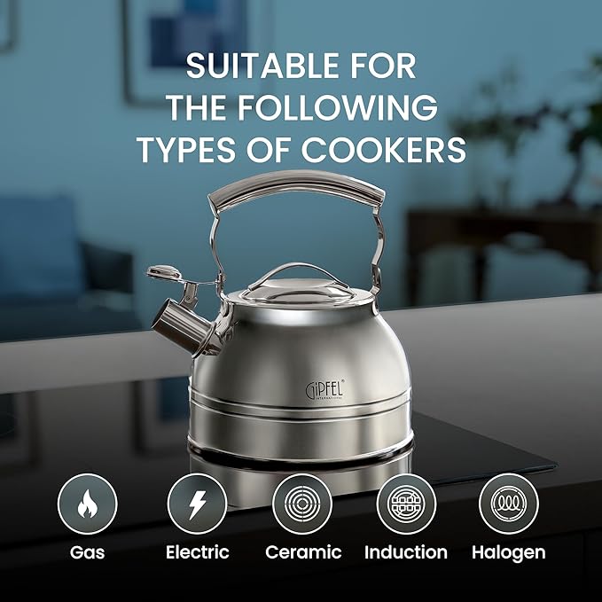 GIPFEL INTERNATIONAL Whistling Tea Kettle Stovetop - Food Grade Stainless Steel Teapot for Stove