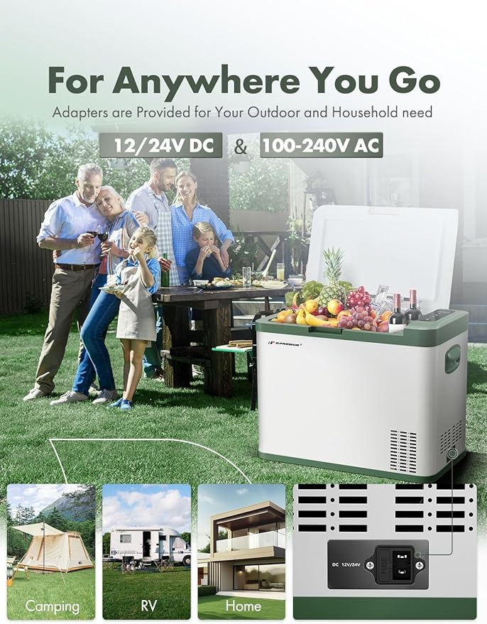 A-Premium 12 Volt Refrigerator 37QT/34.9L Portable Car Fridge Cooler, -4°F~68°F Portable Freezer