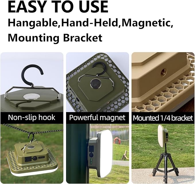 10800mAh Rechargeable Hanging Tent Light with Magnet, 30W 4000LM LED 4 Color Lighting Modes Camping