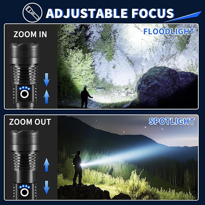 3Pack Rechargeable Flashlights High Lumens, Super Bright Flashlight, 5Modes LED Flashlight