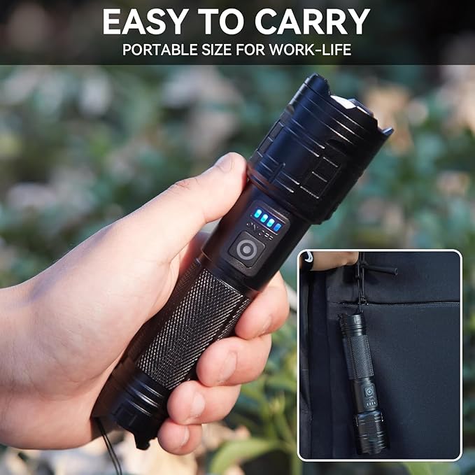 Rechargeable Flashlights 90,000 High Lumen, 2 Pack Super Bright LED Flashlight with 5 Modes, High