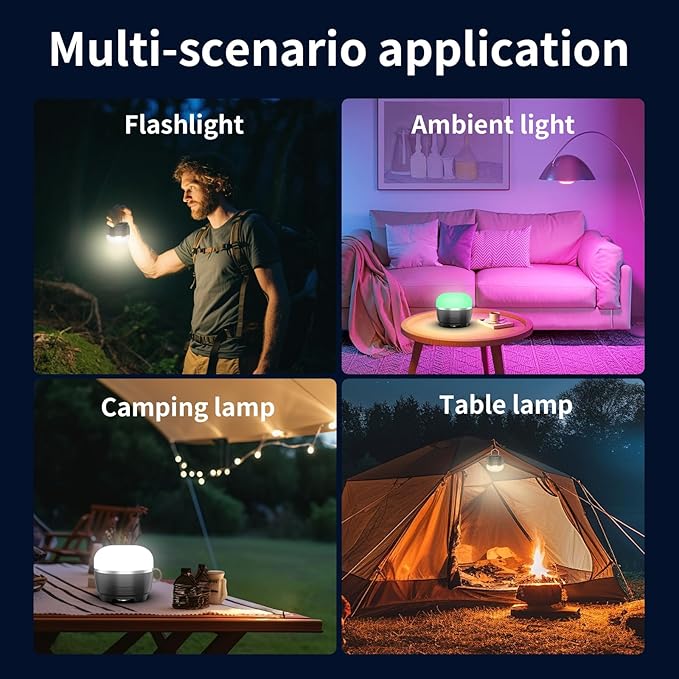 1000LM Camping Lantern Rechargeable, 11 Light Modes with RGB Color Changing Camping Lights