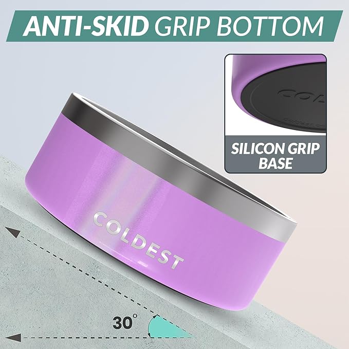 Coldest Dog Bowl - Anti Rust Metal, Non Slip, 3 Layers Insulated Stainless Steel Dog Bowls - Spill