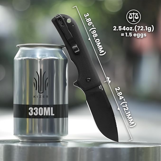 Kizer Nice Guy Pocket Folding Knife, 2.84??D2 Steel Blade knives, G10 Handle Small EDC Knife, Liner