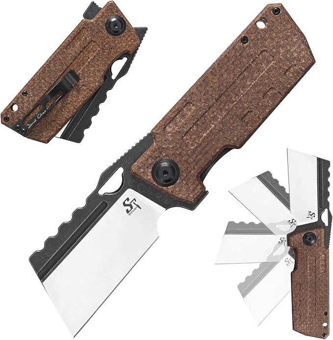 Sitivien ST155 Folding Knife,Sandvik 14C28N Steel Blade,Micarta Handle EDC Tool Knife Pocket Knife
