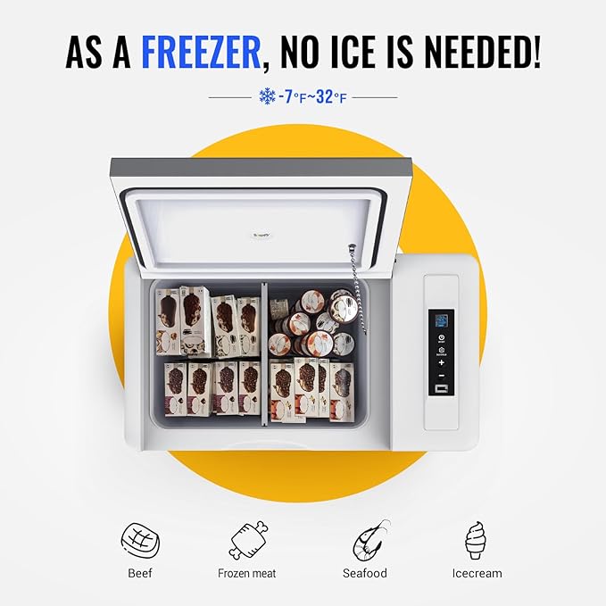 BougeRV 12 Volt Refrigerator With Cover 12V Car Fridge 30 Quart Portable Freezer Compressor Cooler