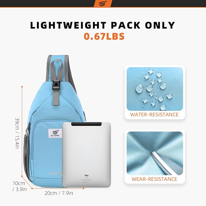 SKYSPER Sling Bag RFID Crossbody Sling Backpack Cross Body Shoulder Bag Travel Hiking Daypack for