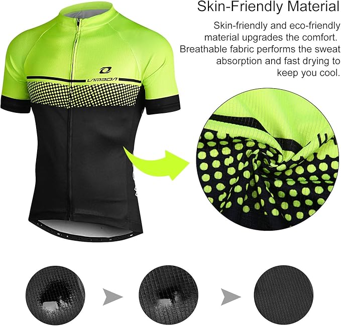 LAMEDA Men's Cycling Jersey Breathable Lightweight Bike Jersey Short Sleeve Quick Dry Moisture