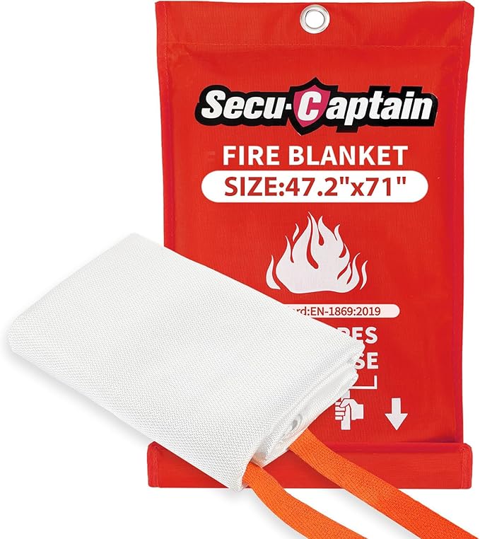SecuCaptain Emergency Fire Blanket for Home - 47.2"x71" X-Large Flame Retardant Blankets with