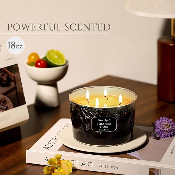 HomeLights Scented Candles for Women & Men, 18oz Candle Jars Aromatherapy 4-Wick Candle, Ideal for