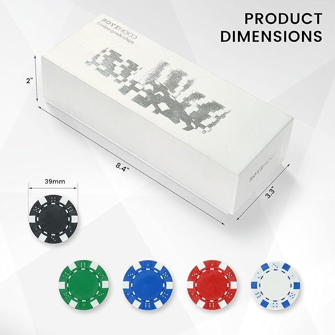 Boyzhood Poker Chips,Poker Set with Aluminum Travel Case,11.5 Gram Poker Chips Set for Texas Holdem
