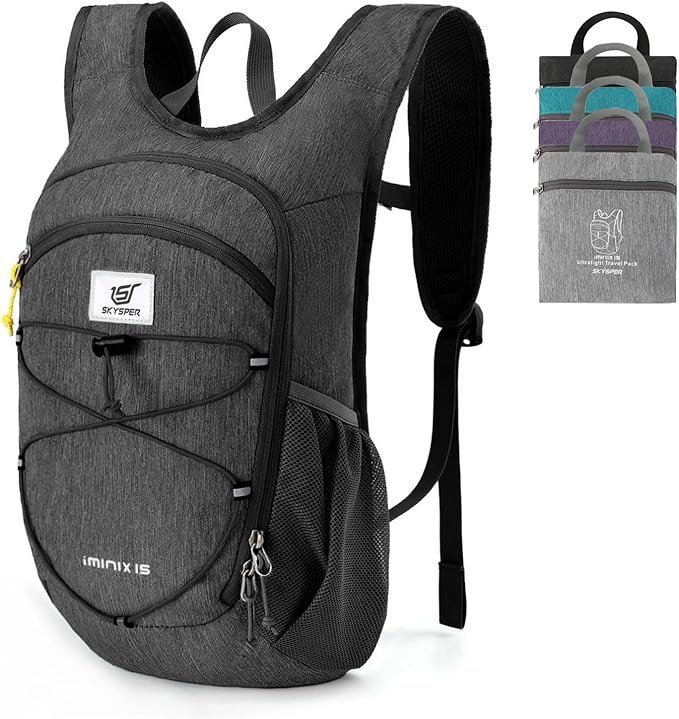 SKYSPER 15L/20L Foldable Hiking Backpack Lightweight Packable Travel Daypack with Chest Strap Small