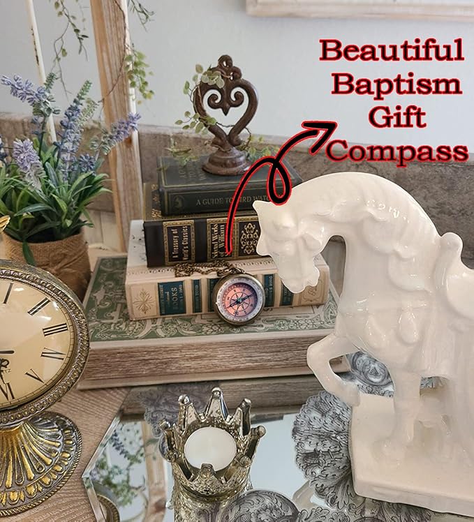 Trust in The Lord With All Your Heart - Proverbs 3:5-6 Quote Engraved Compass With Wooden Box