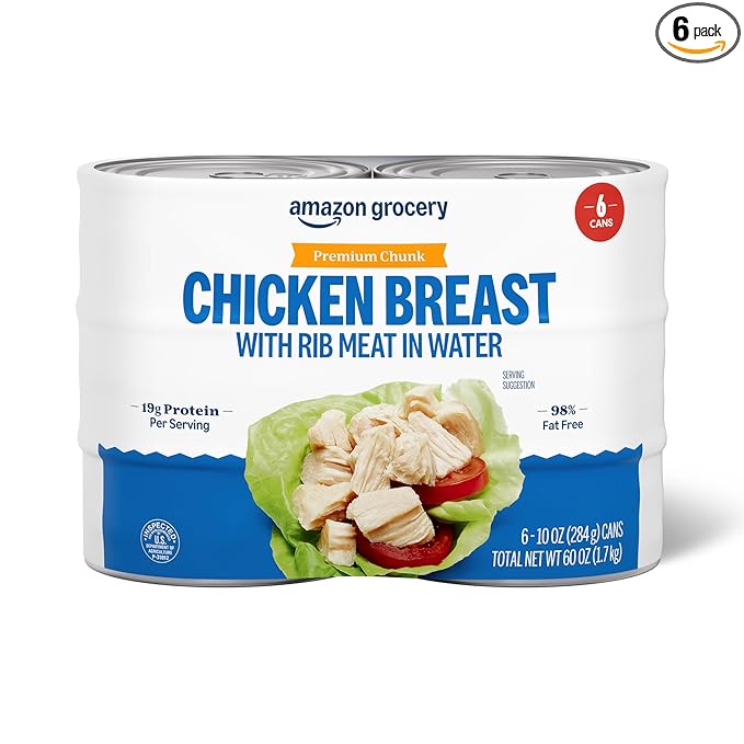 Amazon Grocery, Premium Chunk Chicken Breast, 10 Oz (Pack of 6)