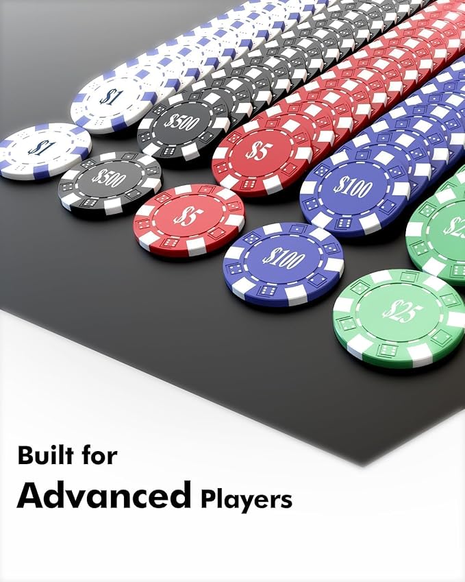 Poker Set with Denominations, 11.5g 500pcs Numbered Poker Chips Set with Case for Texas Hold'em &