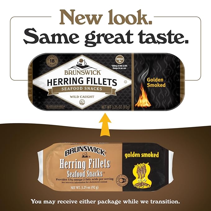 Brunswick Golden Smoked Herring Fillets, 3.25 oz Can (Pack of 12) - 18g Protein per Serving