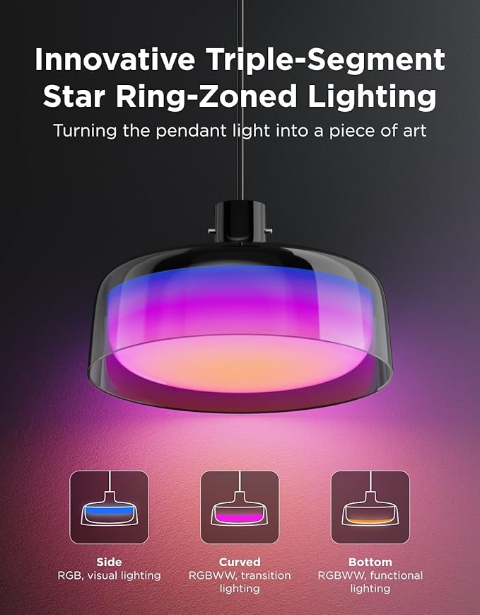 Govee Pendant Light for Kitchen Island, Three-Layer RGBIC Smart Lighting, Matter Compatible, 1300LM