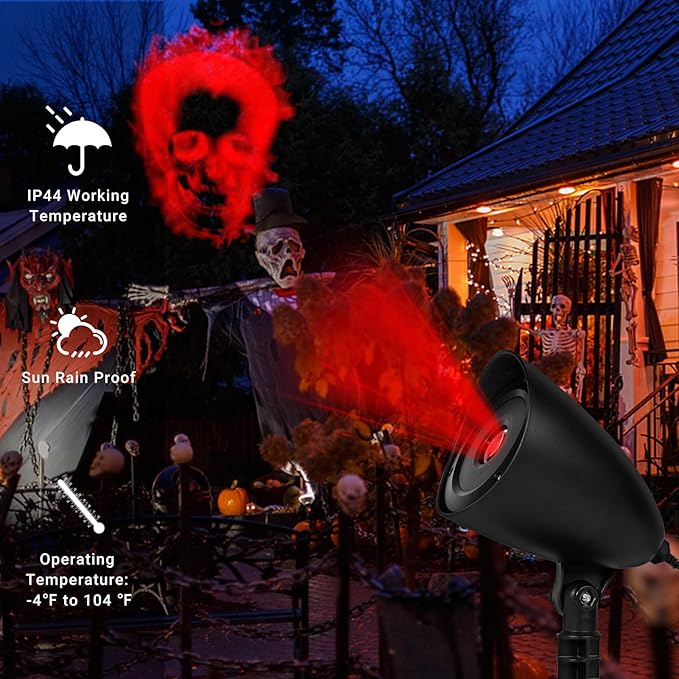 Halloween Projector Lights, Red Skull Projector LED Light, Waterproof Holiday Decoration for Party