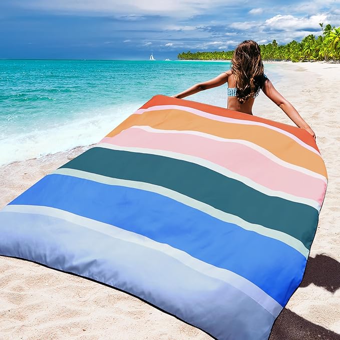 Beach Blanket Waterproof Sandproof Beach Mat 79" X 83"/10'x9'for 2-8 Adults Quick Drying Outdoor