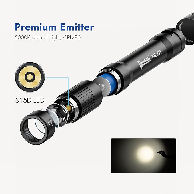 WUBEN PL01 Pen Light, 650 Lumens Pocket EDC Flashlight Rechargeable, Bright LED Pen Flashlight