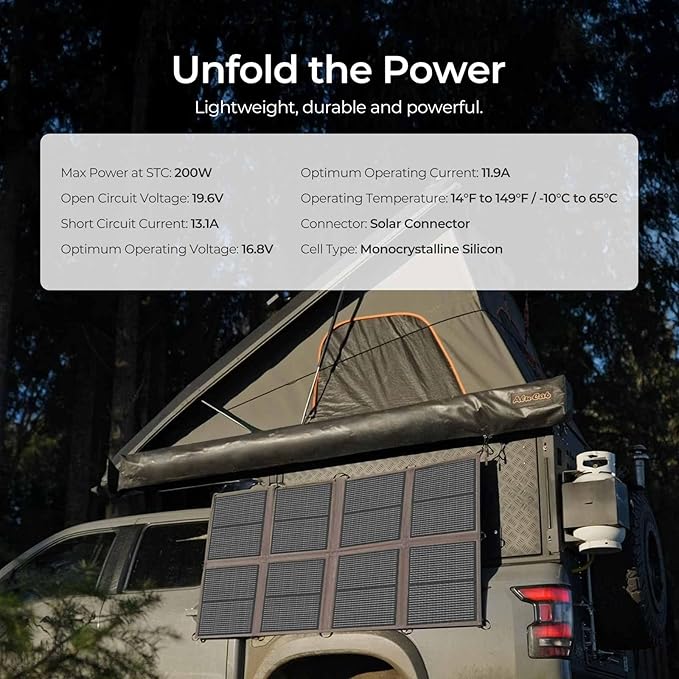 Renogy 200 Watt Solar Panel Blanket, N-Type Portable Foldable Solar Panels, 25% High Efficiency