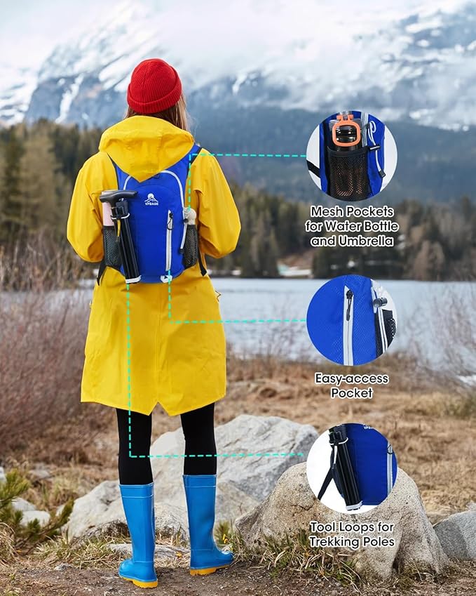 Small Hiking Backpack with Front Phone Holder, Packable Back pack with Chest and Waist Strap