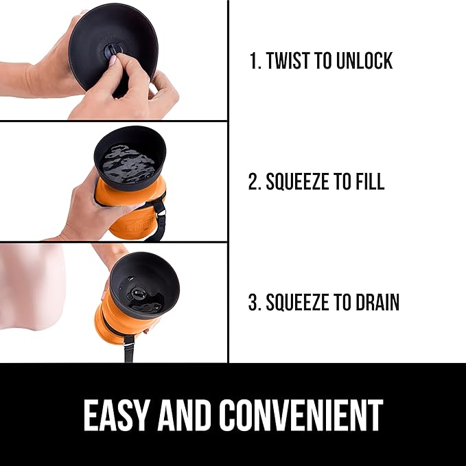 GORILLA GRIP Dog Water Bottle, Portable Water Bowl Dispenser for Dogs, 16 oz Leak Proof Pet Travel
