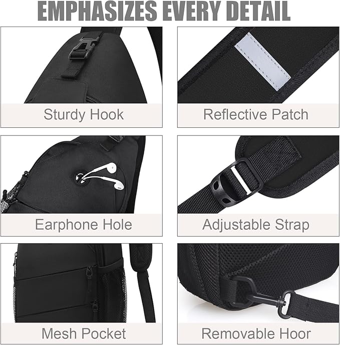 Crossbody Bags for Women Men Trendy Sling Bag Bakpack Casual Chest Bag with Convertible Shoulder
