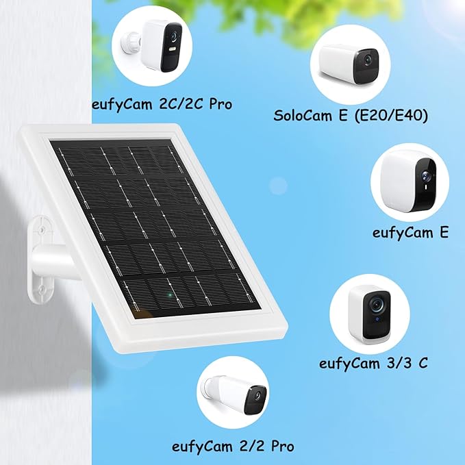 Solar Panel Charger,Solar Panels for Security Camera, Solar Panel with Micro USB & USB-C Port for