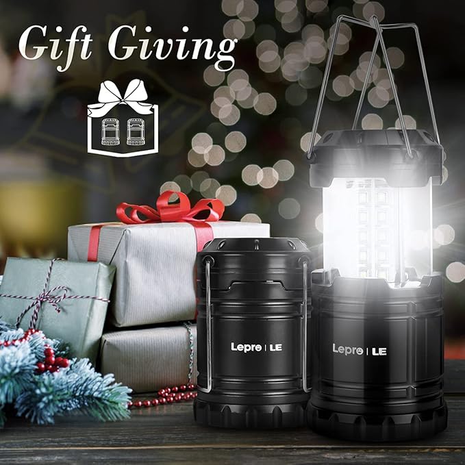 Lepro LED Camping Lanterns Battery Powered, Collapsible, IPX4 Water Resistant, Outdoor Portable