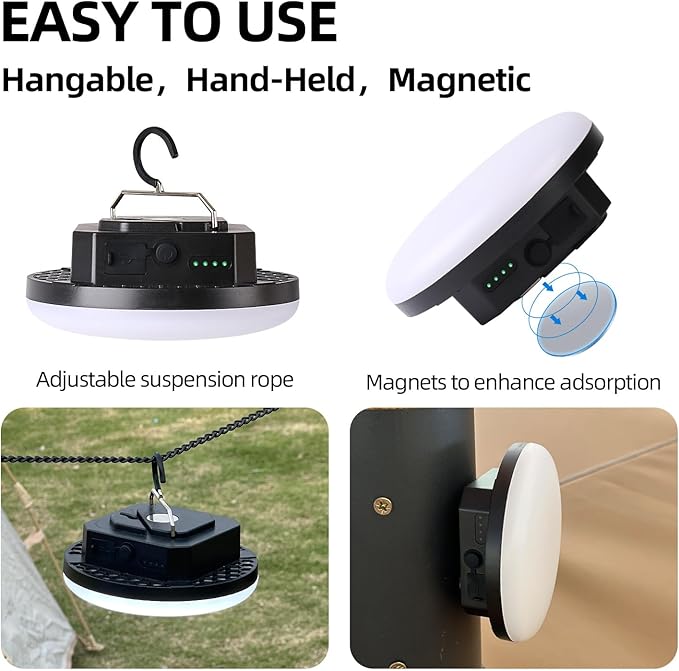 Camping Lantern 10500mAh Rechargeable Battery, 32W Ultra Bright LED Hanging Light with 3 Modes