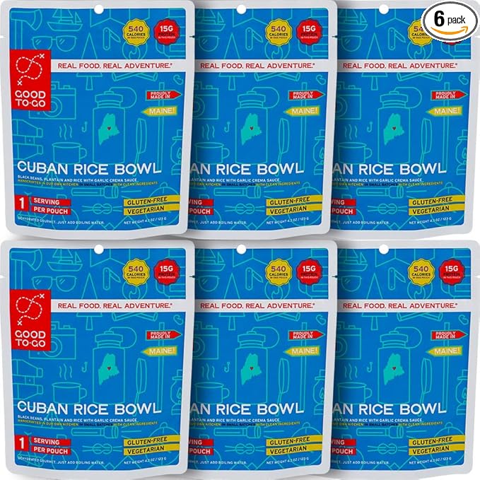 GOOD TO-GO Cuban Rice Bowl (6-Pack of Single Servings) | Camping & Backpacking Food | Just Add