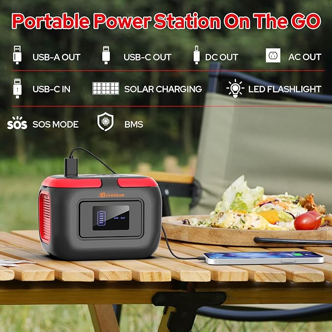 Portable Power Station 120W, 110V Outdoor Power Pack Generator with AC Outlet, External Lithium