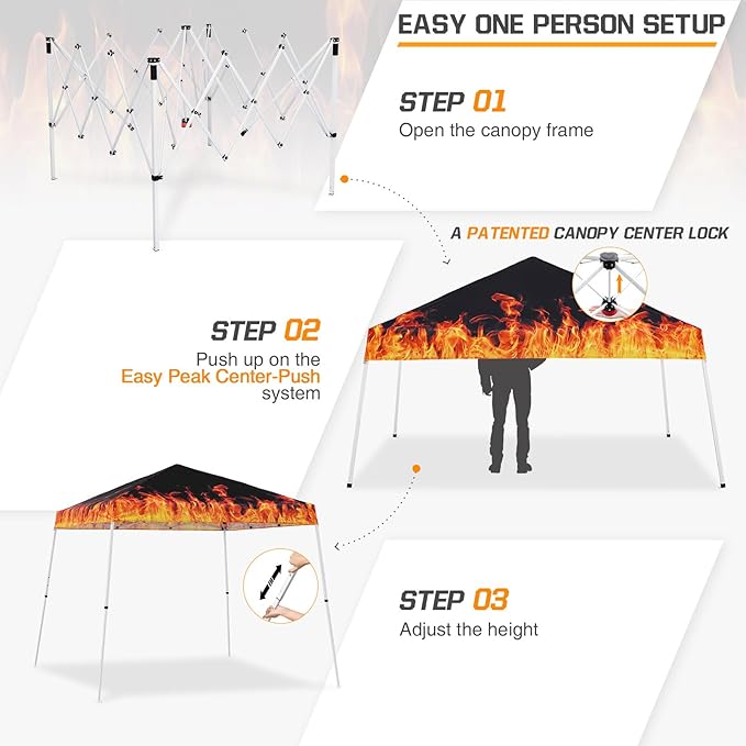 EAGLE PEAK 10x10 Slant Leg Pop-up Canopy Tent Easy One Person Setup Instant Outdoor Beach Canopy